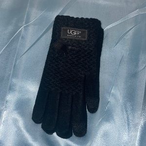 UGG black pom pom gloves